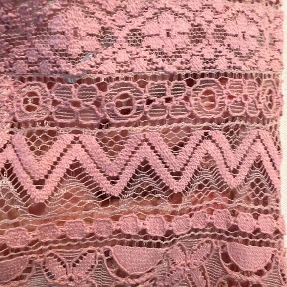 Aqua Pink Lace Hi Low Faux Wrap Dress, Size Small - Picture 15 of 16